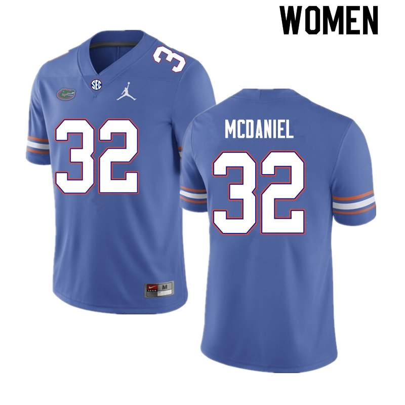 Women's NCAA Florida Gators Mordecai McDaniel #32 Stitched Authentic Nike Royal College Football Jersey PPI5365SG